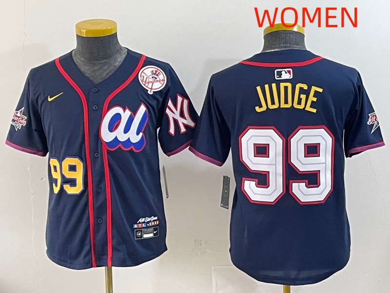 Women 2025 New York Yankees #99 Judge Drak Blue All star Blank Blue Nike MLB Jersey style 6